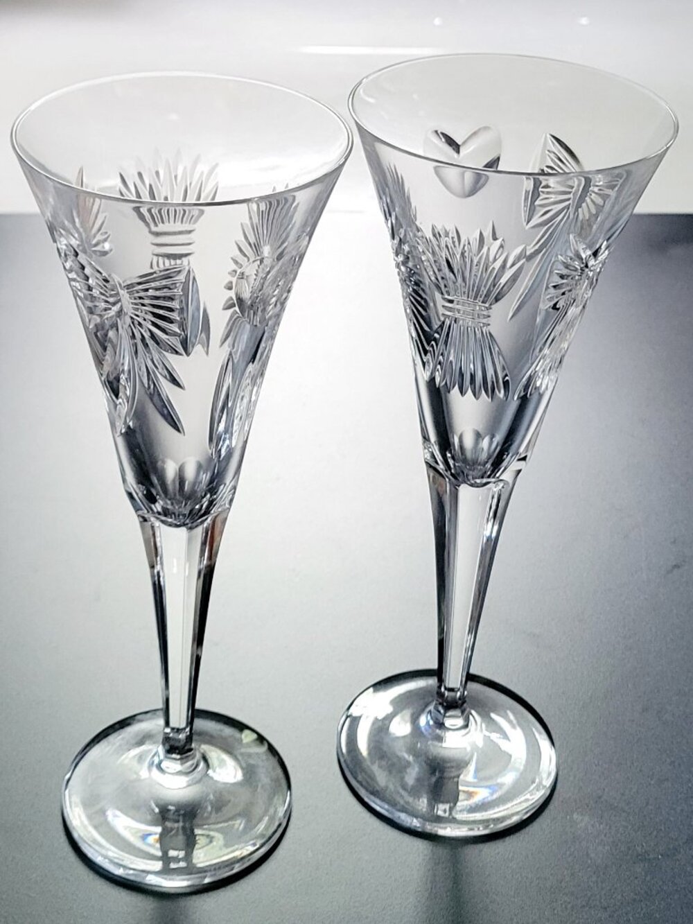 10" Tall Waterford ❤️ 5 Universal Wishes -Millennium Collection 2 Crystal Flutes